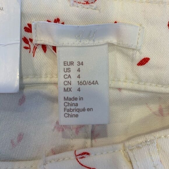 H&M Slim Fit Cropped Leg High Rise Floral Jeans Size 4 - Picture 5 of 6